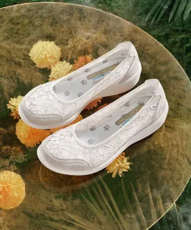 Casual Lace Wedge Heels White Women Splicing Suede LY2680
