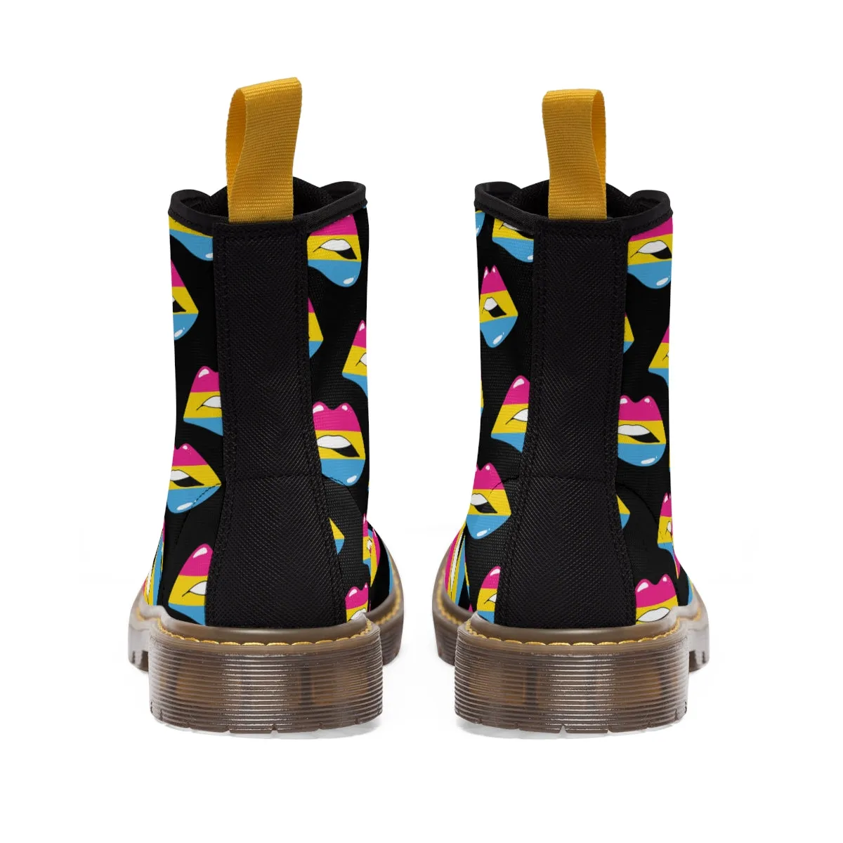 Pansexual Flag Kisses LGBTQ Black Canvas Boots Unisex Size